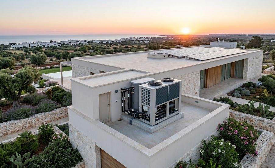 Pompa di calore installata presso un'abitazione